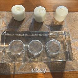 Solid Glass Ice Block Candle Holder