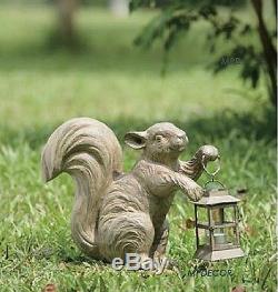 Squirrel Lantern Garden Sculpture Candleholder Metal Statue Candle Holder