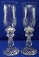 St Louis France Crystal Thistle (2) Hurricane Candle Holders, 13 7/8 (b34)