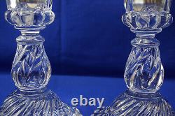 St Louis France Crystal Thistle (2) Hurricane Candle Holders, 13 7/8 (B34)