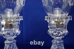 St Louis France Crystal Thistle (2) Hurricane Candle Holders, 13 7/8 (B34)