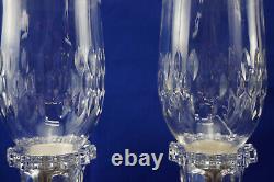 St Louis France Crystal Thistle (2) Hurricane Candle Holders, 13 7/8 (B34)