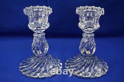 St Louis France Crystal Thistle (2) Hurricane Candle Holders, 13 7/8 (B34)