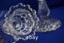 St Louis France Crystal Thistle (2) Hurricane Candle Holders, 13 7/8 (B34)