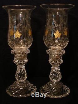 St. Louis Lady Candleholders with Cut Hurricane shades Mantel Garnitures