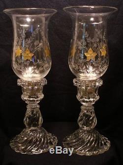 St. Louis Lady Candleholders with Cut Hurricane shades Mantel Garnitures