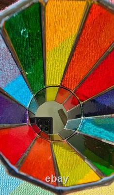 Stained Glass Candle Holder. 4.25 Height x 3.75 Round. Pride Colors
