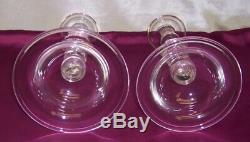 Steuben Art Glass Crystal Pair Teardrop Candlesticks 10 1/4 Inches Tall