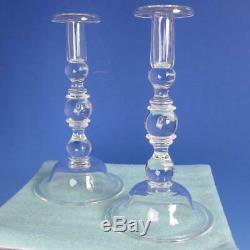 Steuben Crystal Art Glass Pair of Teardrop Candlesticks 10½ inches
