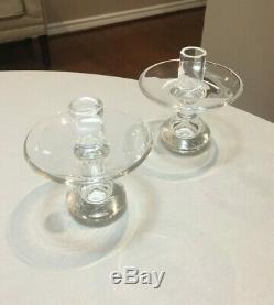 Steuben Glass Pair Of Teardrop Candlestick Holders #8032