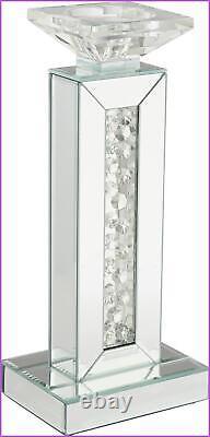 Studio 55D Dahlia Crystal and Mirrored Glass Pillar Candle Holder
