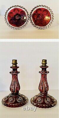 Stunning Antq French Baccarat Glass Lusters Candelabra Candlesticks Spear Prisms