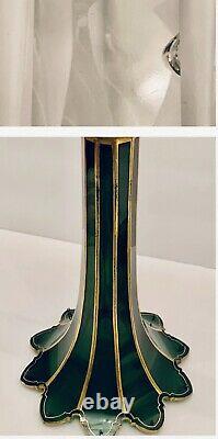 Stunning Antq Moser Bohemian Glass Mantle Lusters Lustres Candle Holder Prisms