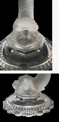 Stunning Baccarat Figural Dauphin Glass Candlestick Candle Holder Lusters Prisms