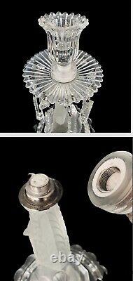 Stunning Baccarat Figural Dauphin Glass Candlestick Candle Holder Lusters Prisms