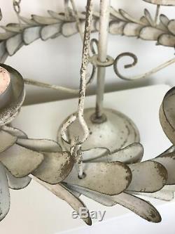 Stunning Glass Cream Ornate Multi Hanging Candelabra Shabby Chic Candle Holder