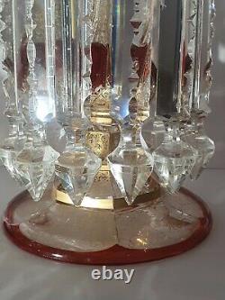 Stunning Lge Pair of Early 19thc Crystal Candle Lustres Gilded Decor c1840