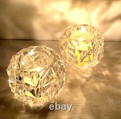 Stunning Tiffany & Co Rock Cut Crystal Votive Candle Holders/Set Of 2/NWOB