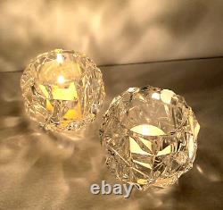 Stunning Tiffany & Co Rock Cut Crystal Votive Candle Holders/Set Of 2/NWOB