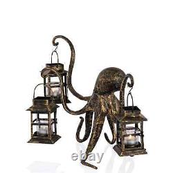 Stylish Aluminum Iron Coastal Octopus Centerpiece Candleholders Glass Lantern