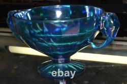 Summit Carnival Glass Iridescent Blue Elephant Candle Holders Bowl