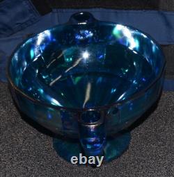 Summit Carnival Glass Iridescent Blue Elephant Candle Holders Bowl
