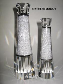 Swarovski, Crystal, Crystalline set of 2 Candleholders Large & Small