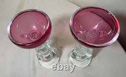 TALL pair Murano hand blown Alfredo Barbini glass candlesticks candle holders