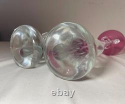TALL pair Murano hand blown Alfredo Barbini glass candlesticks candle holders