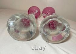 TALL pair Murano hand blown Alfredo Barbini glass candlesticks candle holders