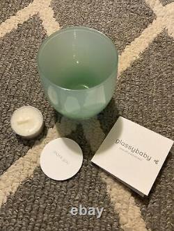 THANK YOU Glassybaby Hand Blown Glass Candle Holder Tag Candle Card Rare! Green