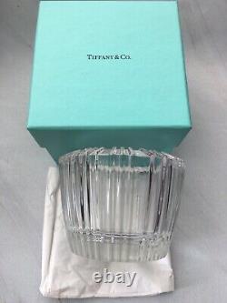 TIFFANY & CO Crystal Candle Holder Votive Roman Numeral ATLAS Discontinued-NWB
