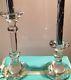 Tiffany & Co Pair Of Glass Candle Holders 10 & 8-1/2 In Original Box Gorgeous