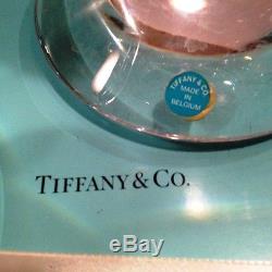 TIFFANY & CO Pair of Glass Candle Holders 10 & 8-1/2 in Original Box Gorgeous