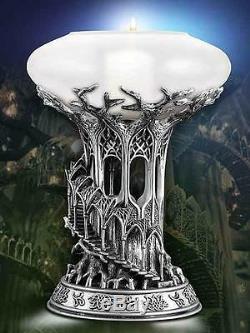 TOLKIEN LOTHLORIEN CANDLE LAMP LORD OF THE RINGS PEWTER & GLASS New In Box