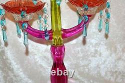 TS Vintage Incredible Art Glass Multi-colored Murano 3-Tier Candelabra