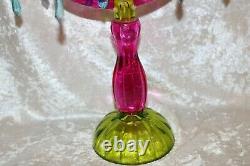 TS Vintage Incredible Art Glass Multi-colored Murano 3-Tier Candelabra