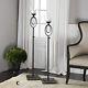 Two Large Rich Oil Rubbed Bronze Metal Floor Candle Holder Glass Hurricane Tops