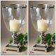 Two New Stately 18 Rich Nickel Plated Base Hurricane Candle Holder Glass Globe