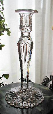 Tall American Brilliant Cut Glass Crystal Candle Holder