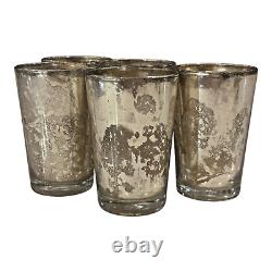 Tall Flash Mercury Glass Candle Holder Votive Set of 5 Owned by Martha Stewart