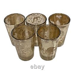 Tall Flash Mercury Glass Candle Holder Votive Set of 5 Owned by Martha Stewart