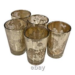 Tall Flash Mercury Glass Candle Holder Votive Set of 5 Owned by Martha Stewart