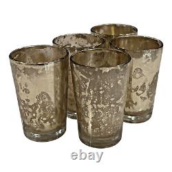 Tall Flash Mercury Glass Candle Holder Votive Set of 5 Owned by Martha Stewart