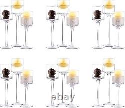 Tall Glass Pillar Candle Holder 30 Pcs Tea Light Candle Holder Set for Table