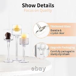 Tall Glass Pillar Candle Holder 30 Pcs Tea Light Candle Holder Set for Table