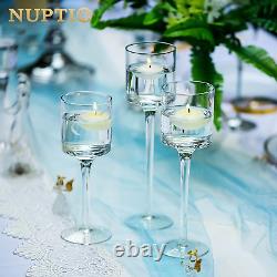Tall Glass Pillar Candle Holder 30 Pcs Tea Light Candle Holder Set for Table C