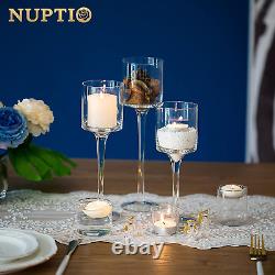 Tall Glass Pillar Candle Holder 30 Pcs Tea Light Candle Holder Set for Table C