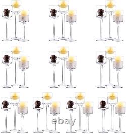 Tall Glass Pillar Candle Holder 30 Pcs Tea Light Candle Holder Set for Table C