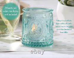 Tea Light Holder- 24PCS- Vintage Blue Glass Tealight Candle Holders, Perfect Fav